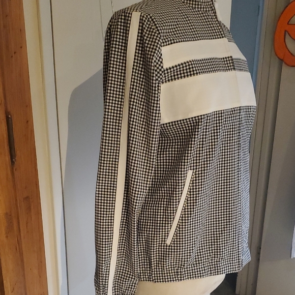 Talbots Black and White Checkered Bomber Jacket - Picture 3 of 10